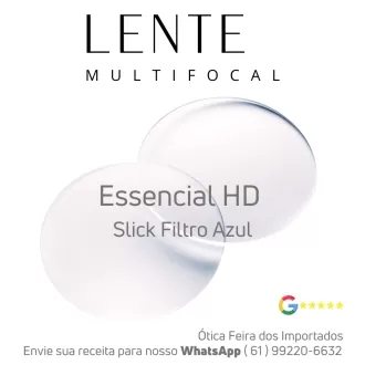 Par de Lentes Multifocal Digital em Dobro Essencial HD Slick Filtro Luz Azul