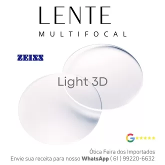 Par de Lentes Multifocal em Dobro Zeiss Light 2 3D Blueguard Duravision Chrome Uv