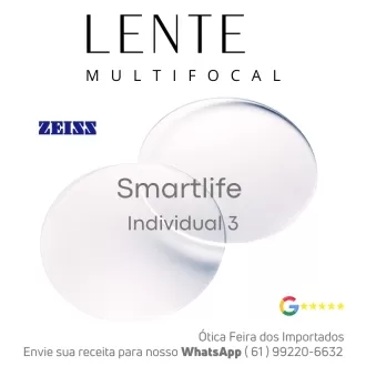 Par de Lentes Multifocal em Dobro Zeiss Smartlife Individual 3 Blueguard Duravision Chrome Uv