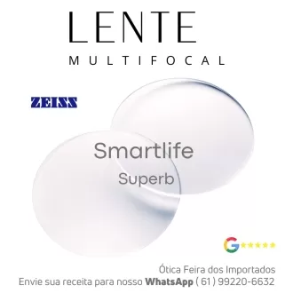 Par de Lentes Multifocal em Dobro Zeiss Smartlife Superb Blueguard Duravision Chrome Uv